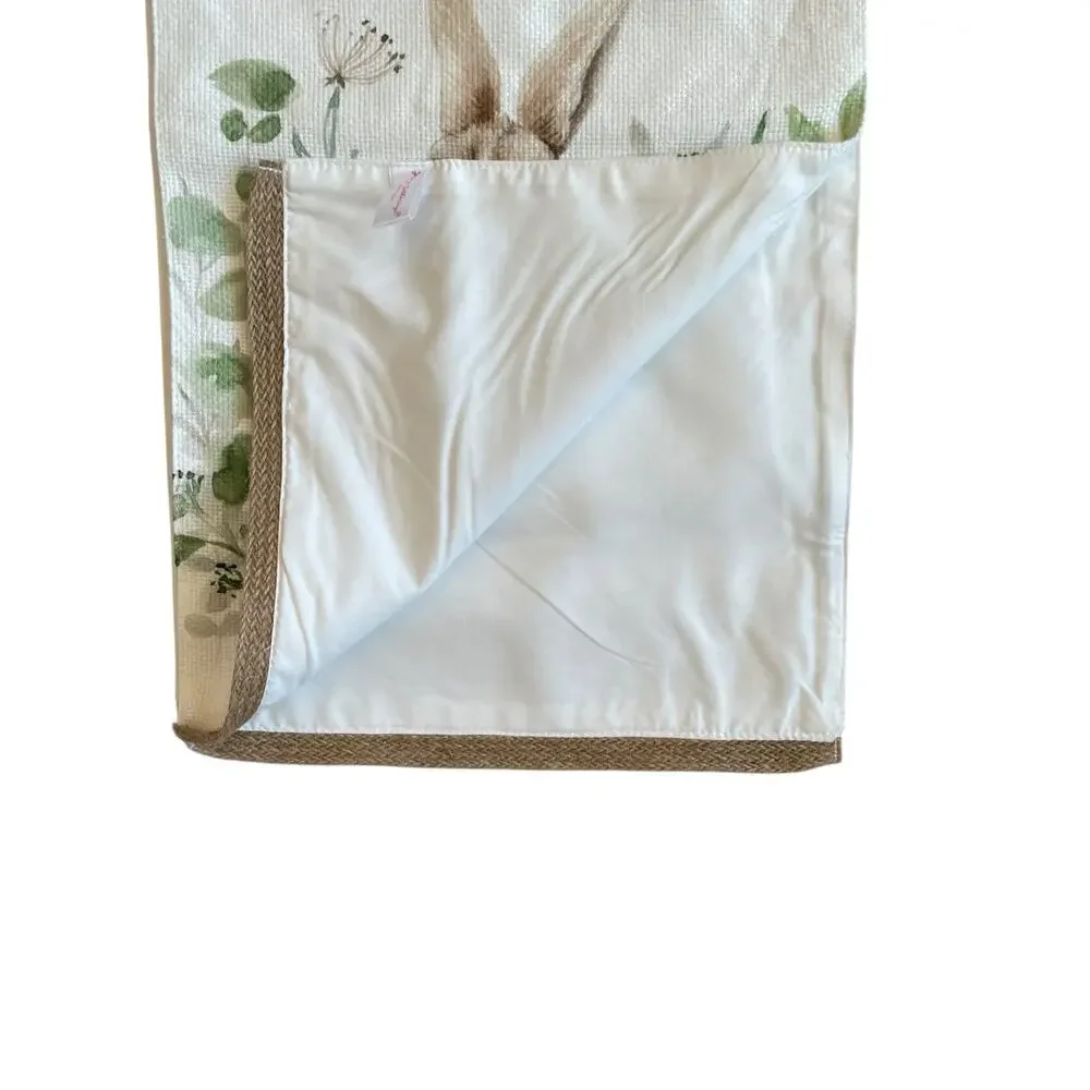 Spring Gatherings Floral Bunny Rabbit Table Runner 14x72 Spring Easter White New